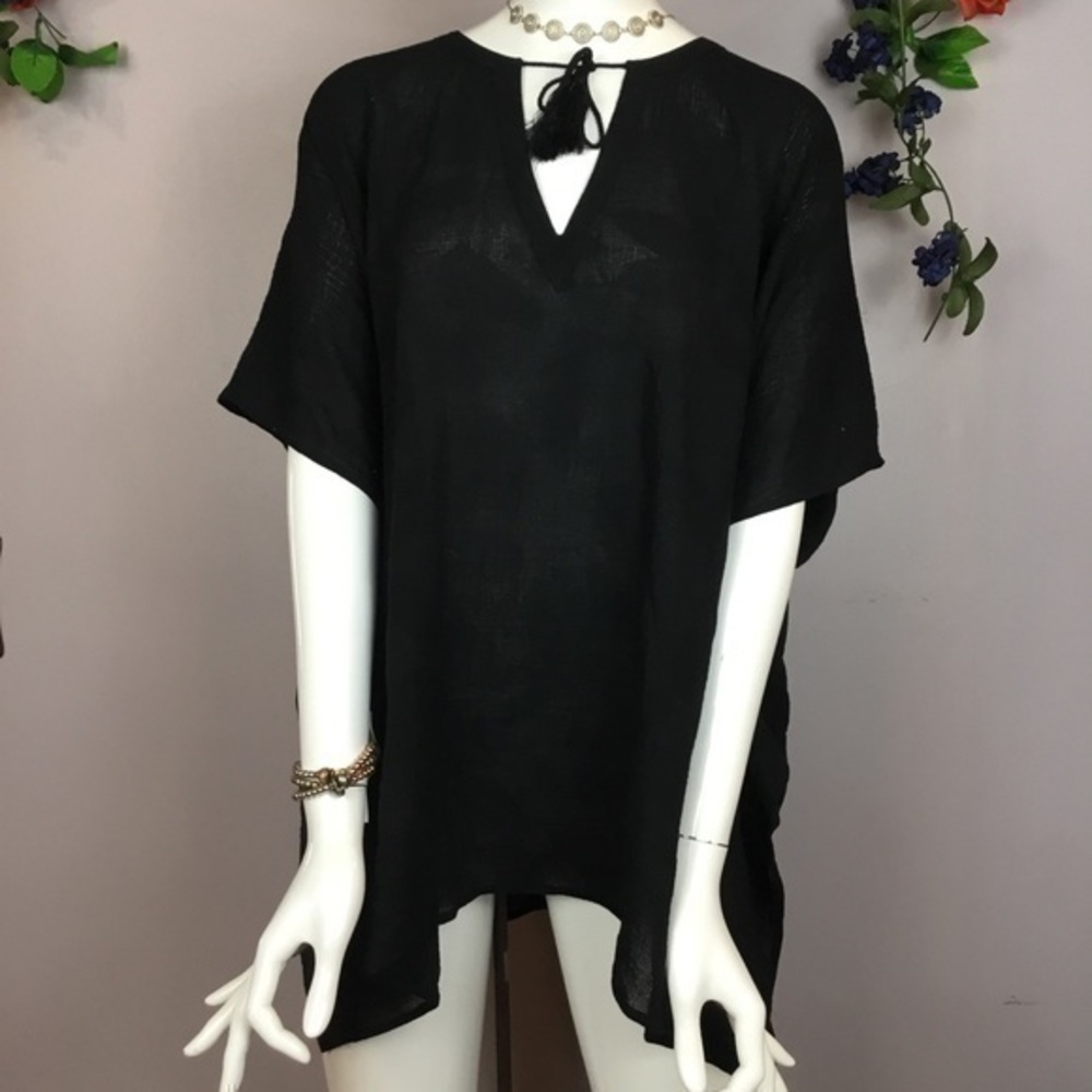 NWT BANANA REPUBLIC Bohemian Black Beach Swim Cover Top Shirt Size Small/Medium